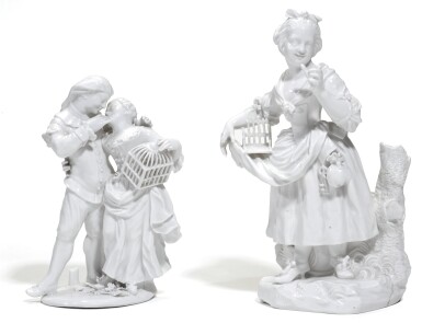 View full screen - View 1 of Lot 22. A BERLIN (WEGLEY) WHITE COMMEDIA DELL’ARTE GROUP AND A FIGURE OF A GIRL, BOTH CIRCA 1755.