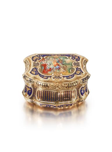 View full screen - View 1 of Lot 214. A Gold and Enamel Snuff Box, Carl Martin Weishaupt & Söhne, Hanau, Circa 1845-50.