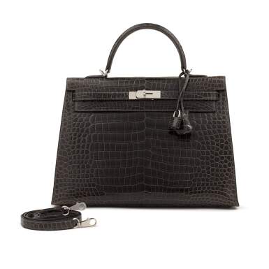 View full screen - View 1 of Lot 1. Graphite Porosus Crocodile Sellier Kelly 35 Palladium Hardware, 2014.