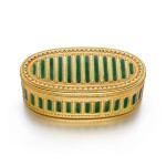 A decorative two-colour gold and enamel snuff box, in 18th century taste,