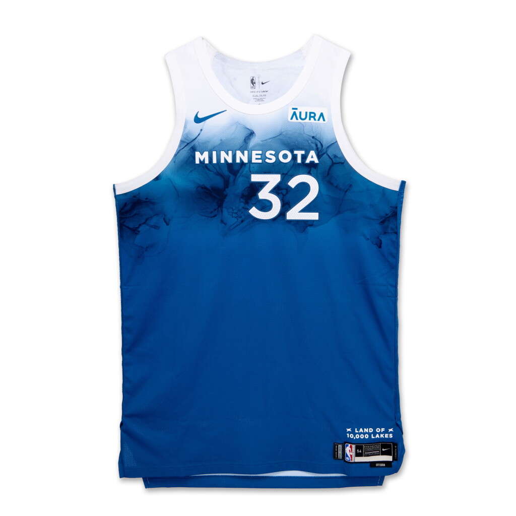 View full screen - View 1 of Lot 40. Karl-Anthony Towns Minnesota Timberwolves 2023-2024 In-Season Tournament Game Worn City Edition Jersey | Double-Double.