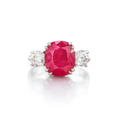 View full screen - View 1 of Lot 1606. Ruby and Diamond Ring | 5.35克拉 天然「坦桑尼亞」未經加熱紅寶石 配 鑽石 戒指.