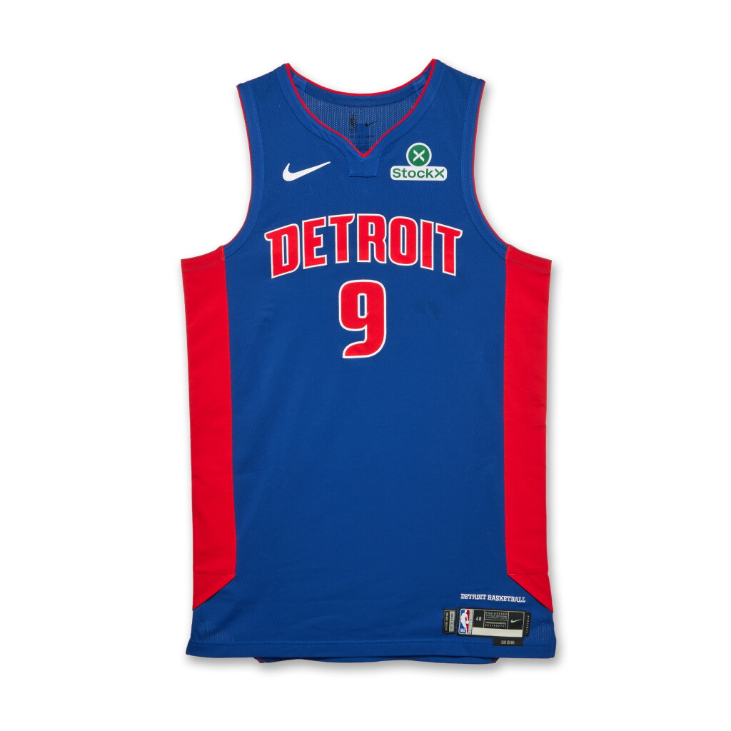 View full screen - View 1 of Lot 186. Ausar Thompson Detroit Pistons 2025 NBA Playoffs Eastern Conference Round 1 Game Worn Icon Edition Jersey | Game 1 | Playoff Debut.