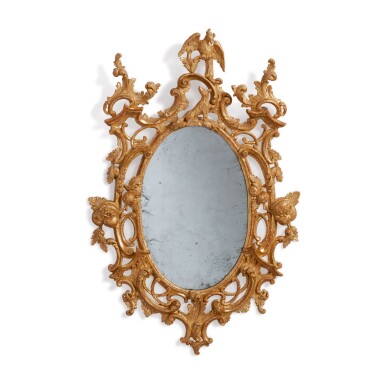 View full screen - View 1 of Lot 504. A GEORGE II GILTWOOD MIRROR, POSSIBLY IRISH, CIRCA 1755.