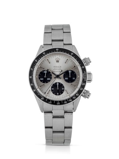 View full screen - View 1 of Lot 4. ROLEX | DAYTONA, REF 6240 STAINLESS STEEL CHRONOGRAPH WRISTWATCH WITH BRACELET AND LATER TIFFANY DIAL CIRCA 1966.