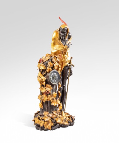 View full screen - View 1 of Lot 157. A gilt and patinated bronze Devil's clock, circa 1860 | Pendule au diable en bronze patiné et doré, vers 1860.