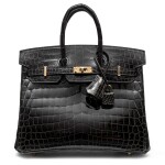 Graphite Shiny Niloticus Crocodile Birkin 25 Gold Hardware, 2022