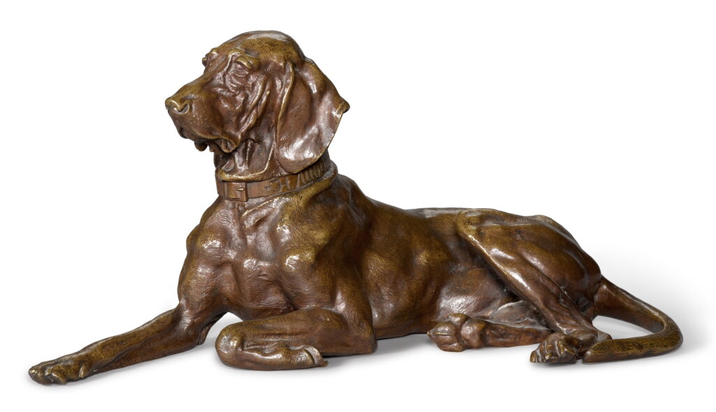 View full screen - View 1 of Lot 295. Pointer Dog Resting: A bronze figure, cast by Woerffel, after the model by Nikolai Lieberich (1828-1883).