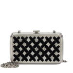 Silver Metal, Black Velvet, and Rhinestone Clutch Ruthenium Hardware, 2015-2016
