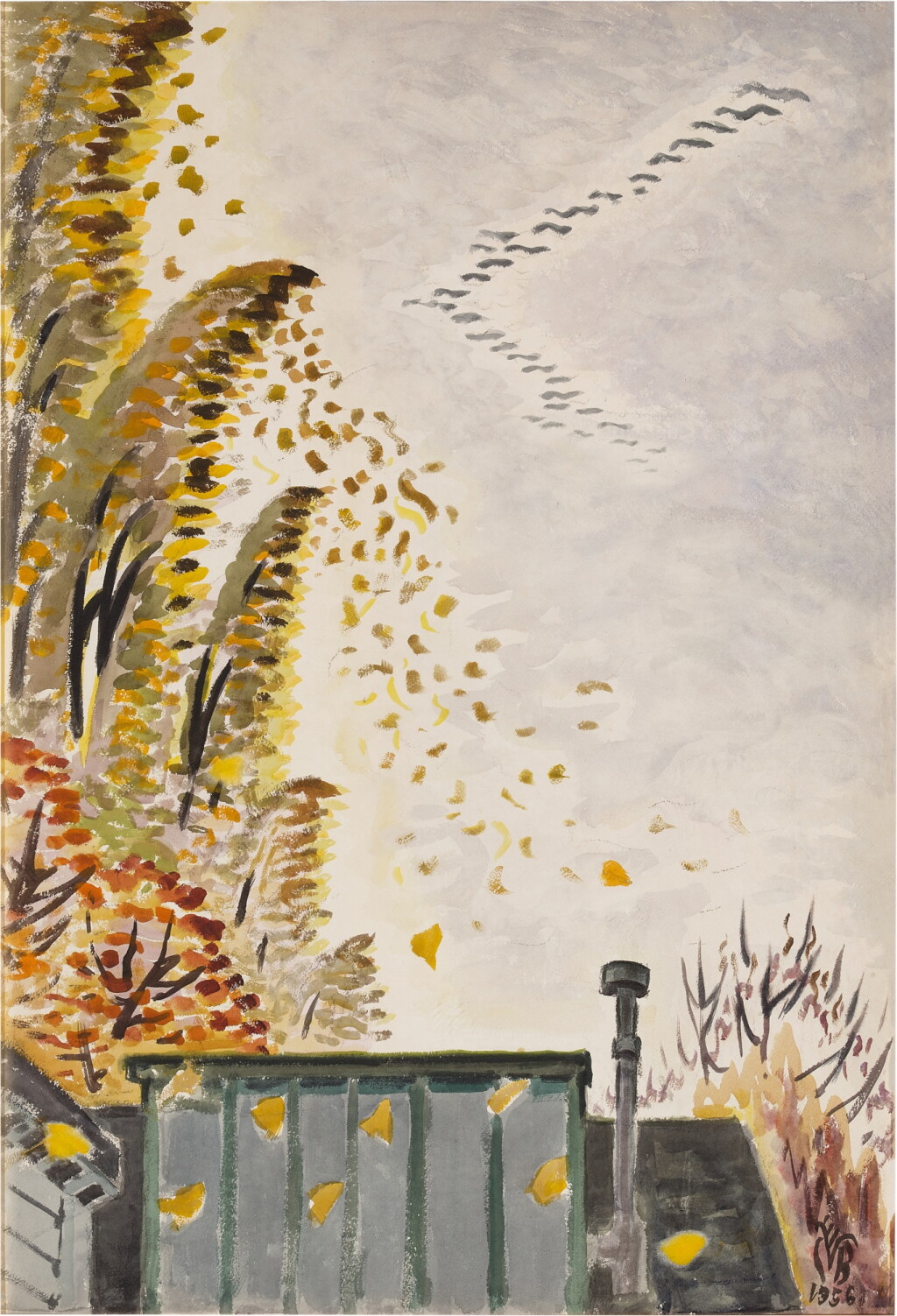 View full screen - View 1 of Lot 547. Wild Geese and Poplars.