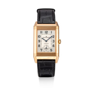 View full screen - View 1 of Lot 604. JAEGER-LECOULTRE | REVERSO, REFERENCE 215.2.S9, A PINK GOLD DUAL TIME ZONE REVERSIBLE WRISTWATCH WITH 24 HOURS INDICATION, CIRCA 2017.