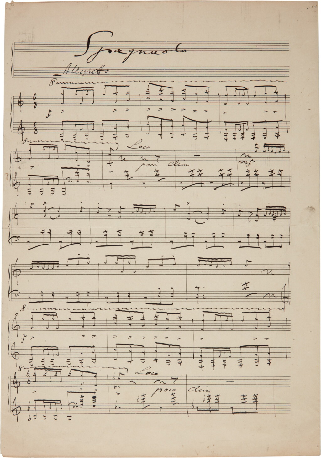 View full screen - View 1 of Lot 148. Jean Sibelius. Autograph manuscript signed of "Spagnuolo" for piano, JS 181, 1913 or later.