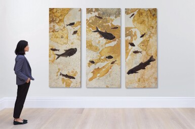 View full screen - View 1 of Lot 31. Three Panel Multi-Fish Display.