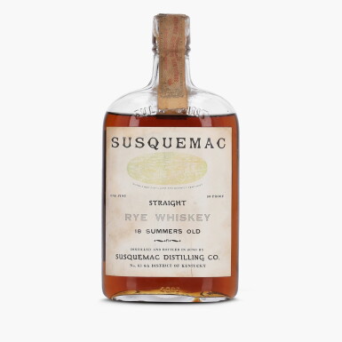 View full screen - View 1 of Lot 2547. Susquemac Straight Rye 18 Year Old Bottled In Bond 100 Proof 1901 (1 Bottle Pint).