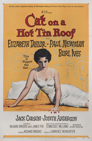 View full screen - View 1 of Lot 119. Cat on a Hot Tin Roof (1958), poster, US.