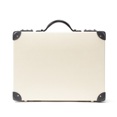 View full screen - View 1 of Lot 1081. Beige Chevron Pattern and Ebène leather Faubourg Express Suitcase Palladium Hardware, 2010.