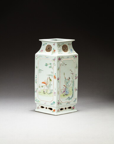 View full screen - View 1 of Lot 206. A famille-rose 'figural' vase, Qing dynasty, 19th century | 清十九世紀 粉彩人物故事圖瓶.