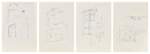 LUCIO FONTANA | STUDI PER CAPPELLA FUNEBRE; STUDI PER CAPPELLA FUNEBRE; STUDI DI ARCHITETTURA; STUDI PER UN MOBILE (RECTO), STUDI DI ARCHITETTURA (VERSO)