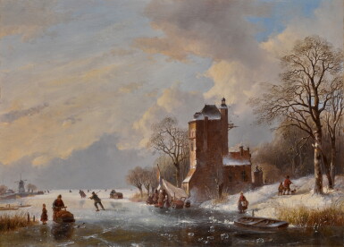 View full screen - View 1 of Lot 112. Winter landscape with skaters.