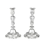 A pair of silver candlesticks and nozzles, Jean-Baptiste Chéret, Paris, 1761-1762 | Paire de flambeaux et leurs bobèches en argent par Jean-Baptiste Chéret, Paris, 1761-1762