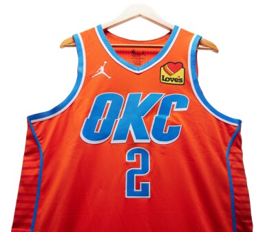 View full screen - View 1 of Lot 2. Shai Gilgeous-Alexander Oklahoma City Thunder 2024-2025 Emirates NBA Cup Game Worn Statement Edition Jersey | 2025 NBA MVP | 2025 NBA Scoring Champion | 2025 NBA Finals MVP.