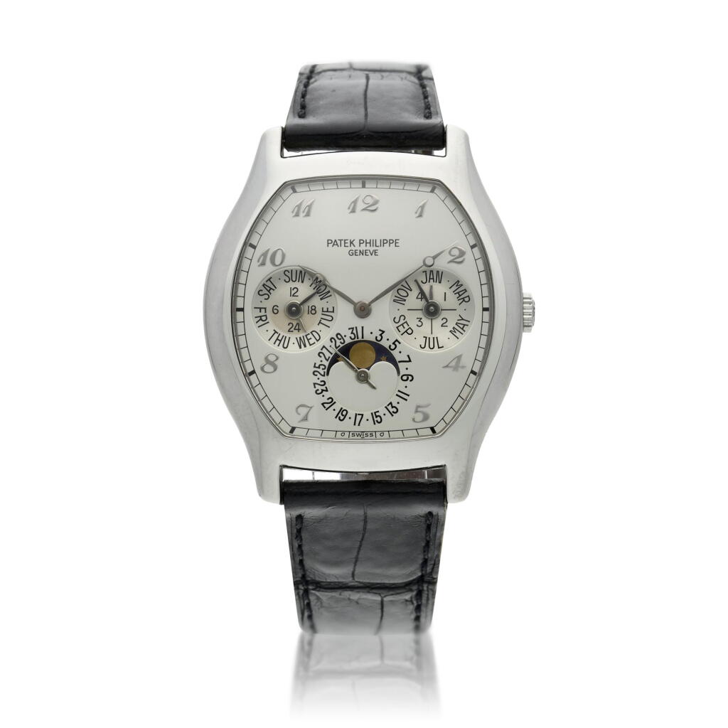 View full screen - View 1 of Lot 287. Reference 5040P A platinum perpetual calendar wristwatch with moon phases, Circa 1995.