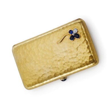 View full screen - View 1 of Lot 1309. A jewelled gold cigarette case, Eduard Schramm, possibly for Fabergé, St Petersburg, circa 1900.