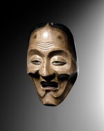 Masque de théâtre Nô en bois laqué, Japon, époque Meiji