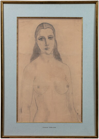 View full screen - View 1 of Lot 218. Léonard Tsuguharu Foujita (1886-1968), Standing nude | 藤田嗣治 《裸女像》 鉛筆紙本 鏡框 1923年.