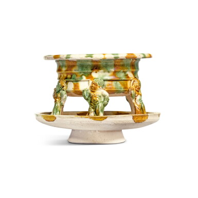 View full screen - View 1 of Lot 14. A rare sancai-glazed incense burner, Tang dynasty.