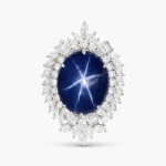 Star Sapphire and Diamond Brooch | 115.77克拉「斯里蘭卡」天然 未經加熱星光藍寶石 配 鑽石 胸針