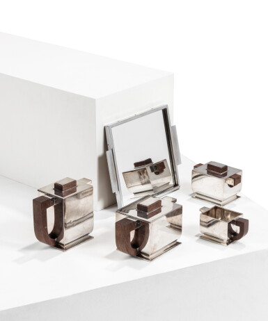 View full screen - View 1 of Lot 102. A French silver, silver-plated and Madagascar rosewood tea and coffee service, by Tétard Frères, Paris, 20th century.