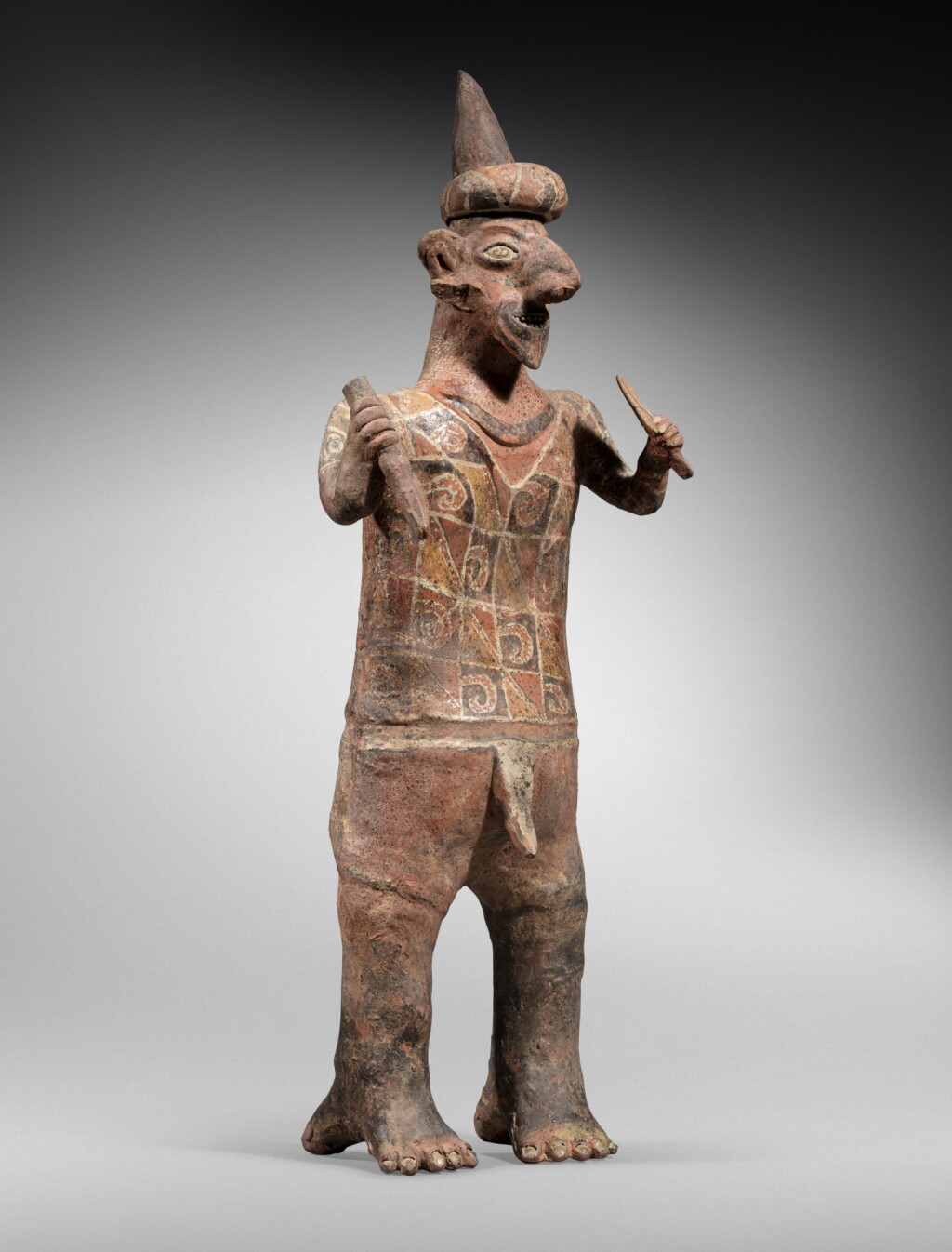 View full screen - View 1 of Lot 27. Important personnage debout, Nayarit, style Ixtlán del Rio, Mexique, Protoclassique, 100 AV. J.-C.-250 AP. J.-C. | Large Nayarit standing figure, Ixtlan del Rio style, Protoclassic, 100 BC-AD 250 .