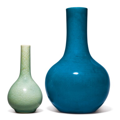 View full screen - View 1 of Lot 1020. TWO MONOCHROME-GLAZED VASES, 19TH / 20TH CENTURY.