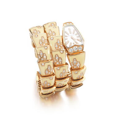 View full screen - View 1 of Lot 710. Lady's enamel and diamond wristwatch, 'Serpenti'.
