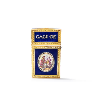 View full screen - View 1 of Lot 112. A jewelled two-colour gold and enamel souvenir, late 18th century.