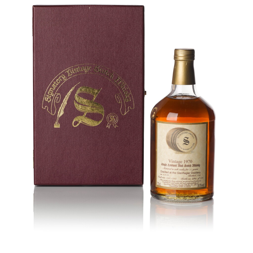 View full screen - View 1 of Lot 357. Glen Flagler Signatory 23 Year Old 50.1 abv 1970.