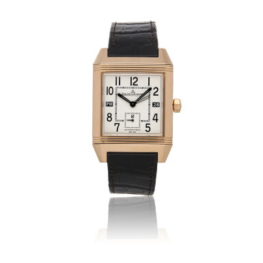 View full screen - View 1 of Lot 321. JAEGER LECOULTRE | REVERSO SQUADRA HOMETIME Q7002420 A ROSE GOLD AUTOMATIC WINDING WRISTWATCH CIRCA 2010.