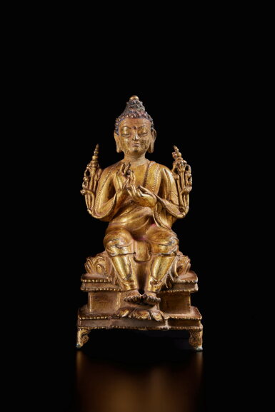 View full screen - View 1 of Lot 359. A gilt-copper alloy figure of Maitreya, Tibet, 16th / 17th century.