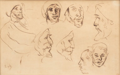View full screen - View 1 of Lot 45. Studies of heads | Études de têtes.