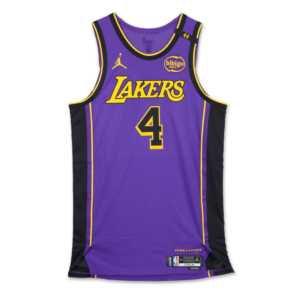 View full screen - View 1 of Lot 64. Dalton Knecht Los Angeles Lakers 2024-2025 Emirates NBA Cup Game Worn Statement Edition Jersey .