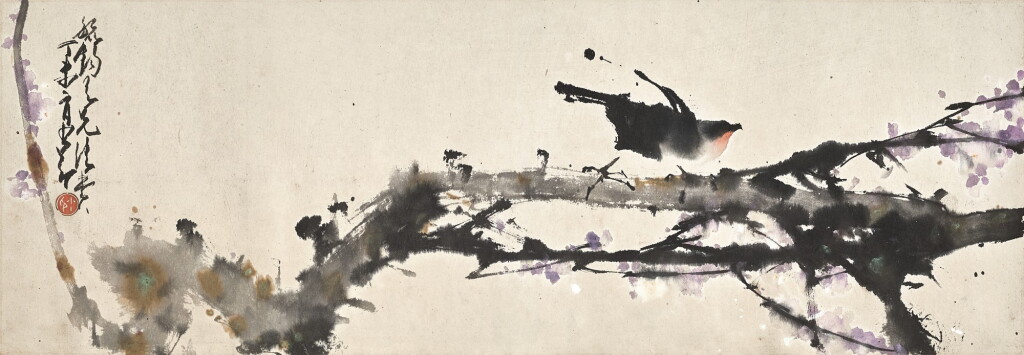 View full screen - View 1 of Lot 2639. Zhao Shao'ang 趙少昂 | Bird Chirping on Blossom Branch 鳴春圖.