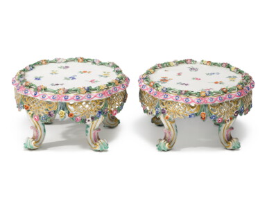 View full screen - View 1 of Lot 124. A pair of Meissen filigree cake stands, mid-19th century.