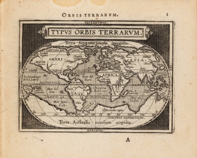 View full screen - View 1 of Lot 12. Epitome... 1598. In-8. Rel. de l'époque. 5e édition française illustrée de 123 cartes..