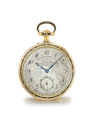 View full screen - View 1 of Lot 88. VACHERON CONSTANTIN | A YELLOW GOLD AND ENAMEL OPEN FACED WATCH CIRCA 1920.