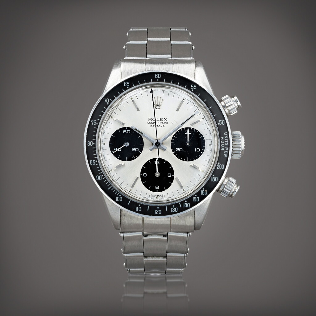 View full screen - View 1 of Lot 609. 'Small' Daytona, reference 6240 Montre bracelet chronographe en acier | Stainless steel chronograph wristwatch with bracelet Vers 1966 | Circa 1966.