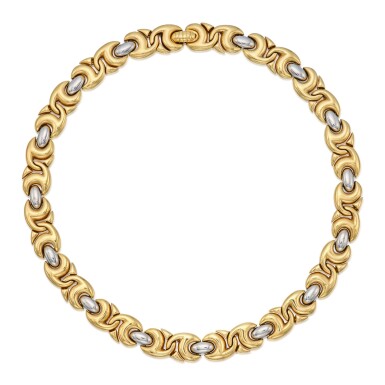 View full screen - View 1 of Lot 167. A Two-Color Gold Chain Necklace.