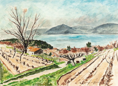 View full screen - View 1 of Lot 29. ANDRÉ DUNOYER DE SEGONZAC | LE GOLFE DE SAINT-TROPEZ, VU DE LA COLLINE SAINTE ANNE (HIVER) DANS LA PROPRIÉTÉ DE L'ARTISTE .