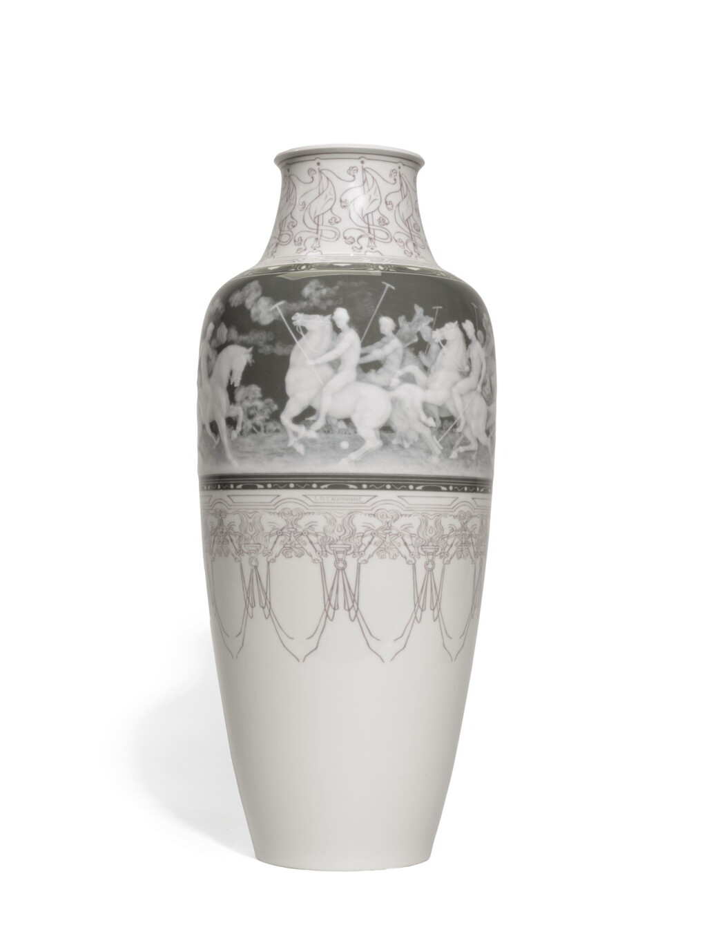 View full screen - View 1 of Lot 122. A SÈVRES PÂTE-SUR-PÂTE PORCELAIN TAPERING TALL VASE, 1907.