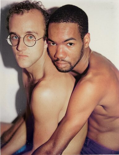 View full screen - View 1 of Lot 200. Two Polaroids of Keith Haring & Juan Dubose.